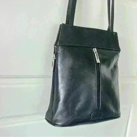 VERA PELLE BLACK LEATHER SHOULDER BAG MADE  IN ITALY - Picture 15 of 15